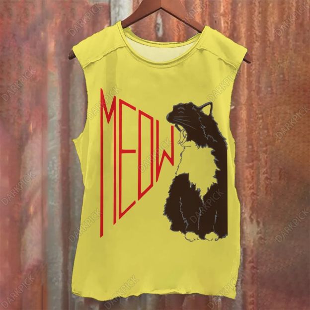 Meow Cat Print  Casual Tank Top